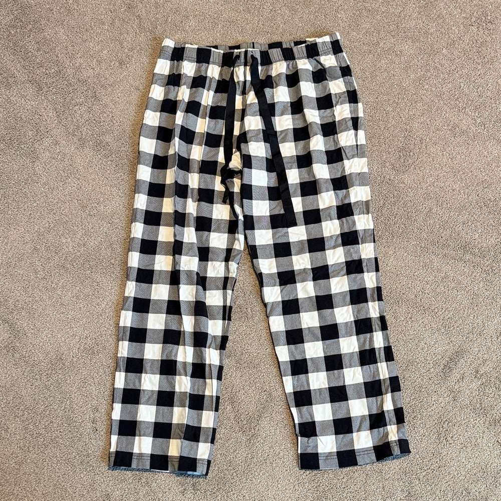Lands' End Black and White Plaid Pants